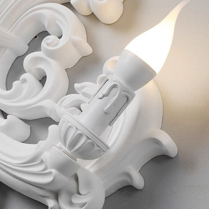 French Carving Plaster Candelabra 1-Light Wall Sconce Lamp