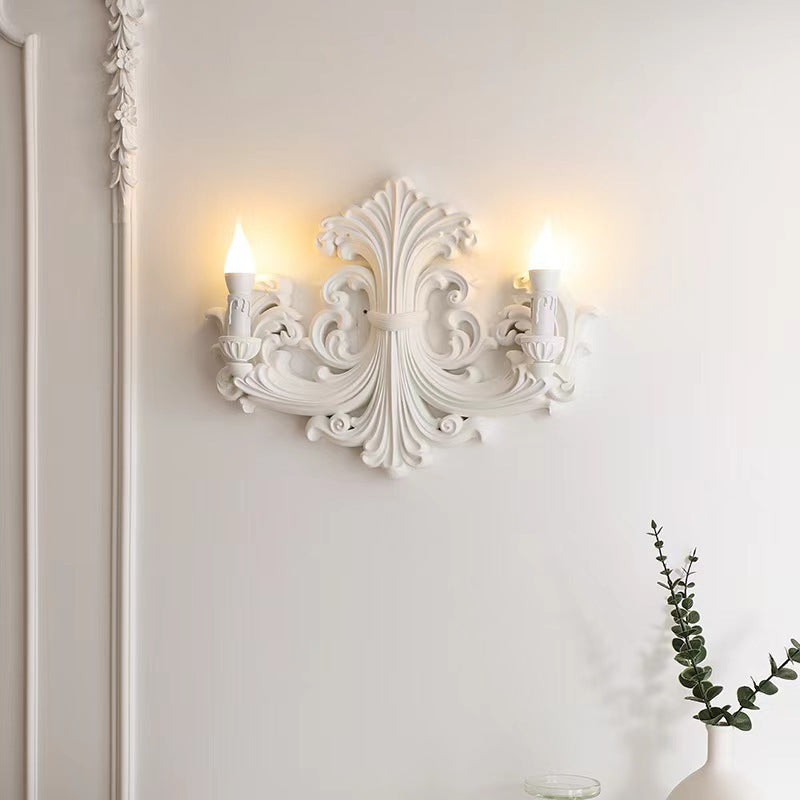 French Carving Plaster Candelabra 1-Light Wall Sconce Lamp