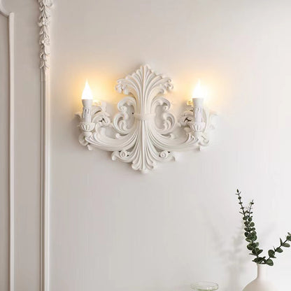 French Carving Plaster Candelabra 1-Light Wall Sconce Lamp