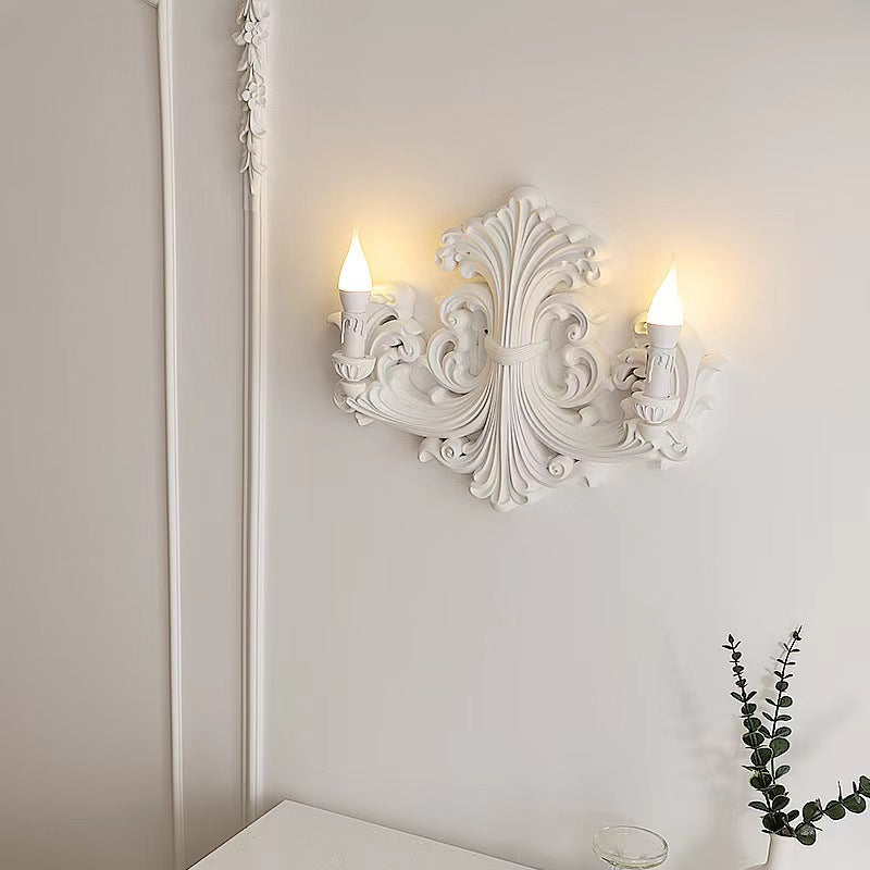 French Carving Plaster Candelabra 1-Light Wall Sconce Lamp