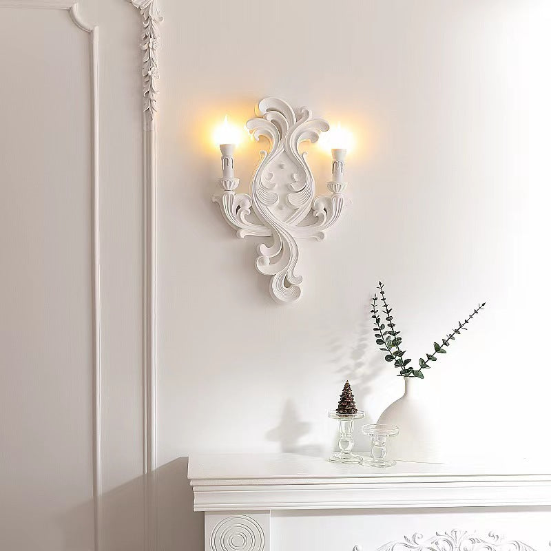 French Carving Plaster Candelabra 1-Light Wall Sconce Lamp