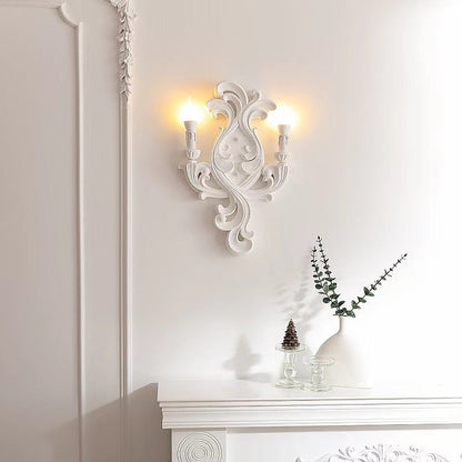 French Carving Plaster Candelabra 1-Light Wall Sconce Lamp