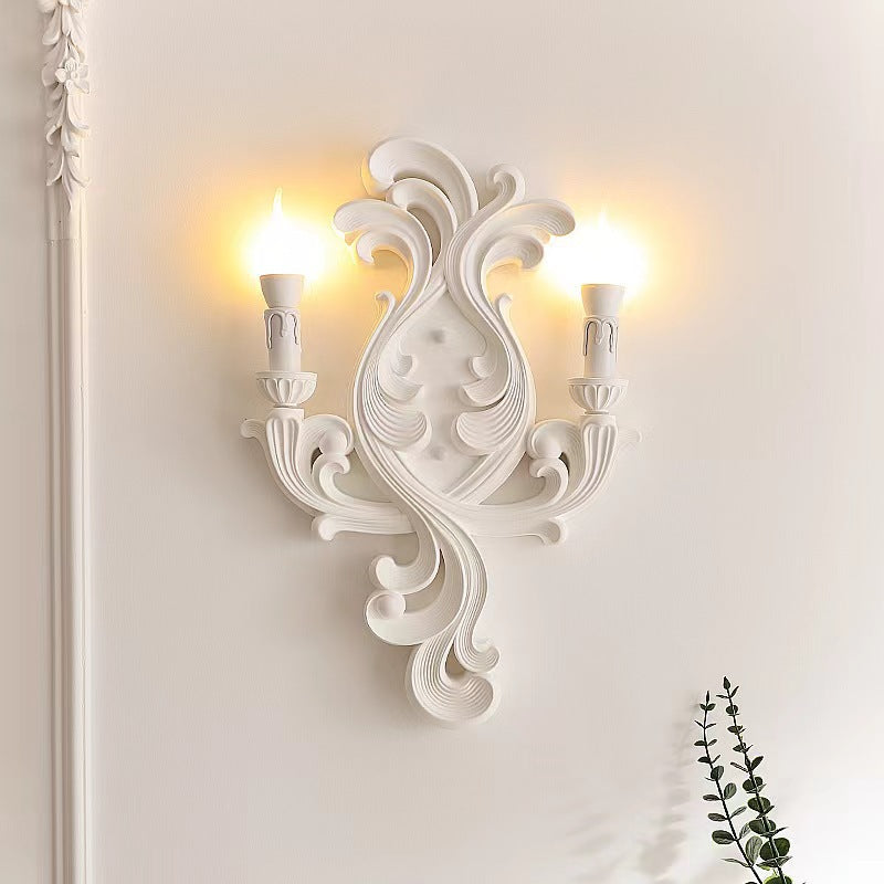 French Carving Plaster Candelabra 1-Light Wall Sconce Lamp