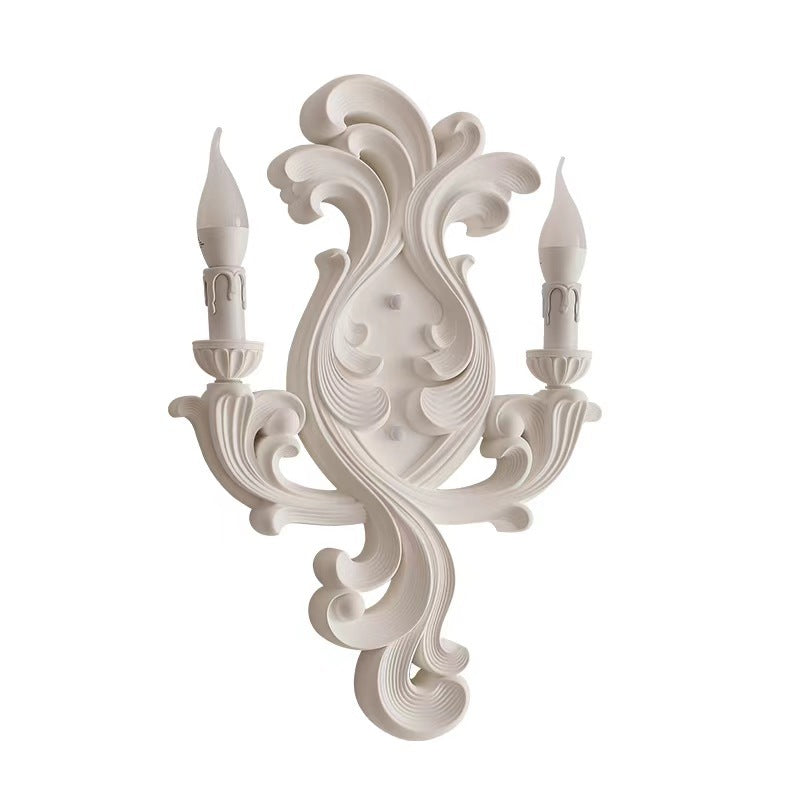 French Carving Plaster Candelabra 1-Light Wall Sconce Lamp