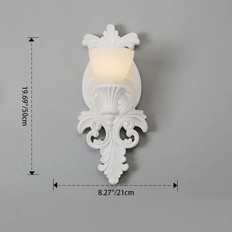 French Carving Plaster Candelabra 1-Light Wall Sconce Lamp