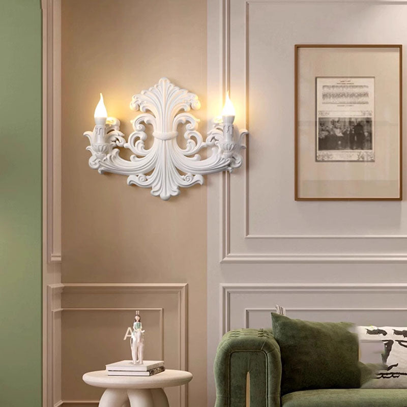 French Carving Plaster Candelabra 1-Light Wall Sconce Lamp