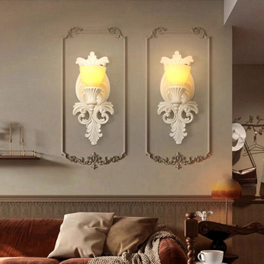 French Carving Plaster Candelabra 1-Light Wall Sconce Lamp