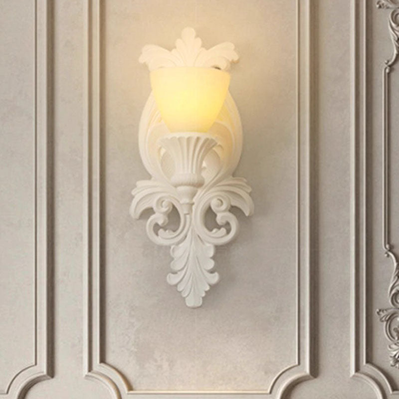 French Carving Plaster Candelabra 1-Light Wall Sconce Lamp