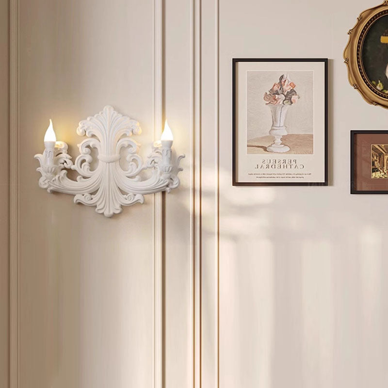 French Carving Plaster Candelabra 1-Light Wall Sconce Lamp