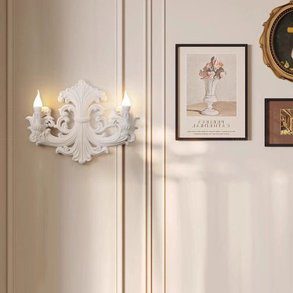 French Carving Plaster Candelabra 1-Light Wall Sconce Lamp