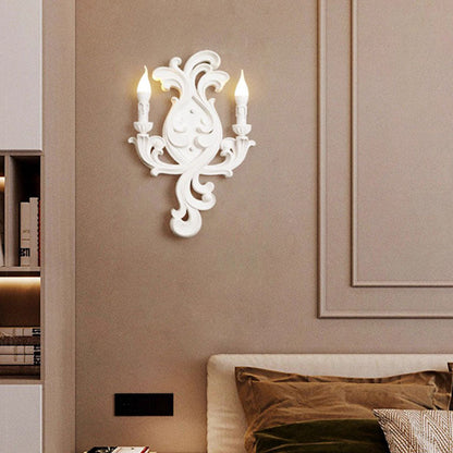 French Carving Plaster Candelabra 1-Light Wall Sconce Lamp