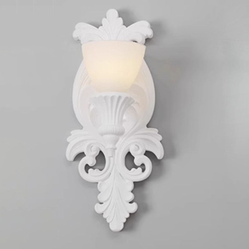 French Carving Plaster Candelabra 1-Light Wall Sconce Lamp