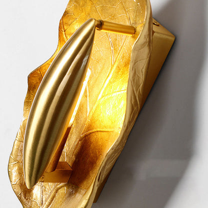 Luxury Full Copper Leaves Design 1-Light Wall Sconce Lamp