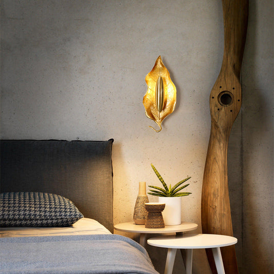 Luxury Full Copper Leaves Design 1-Light Wall Sconce Lamp