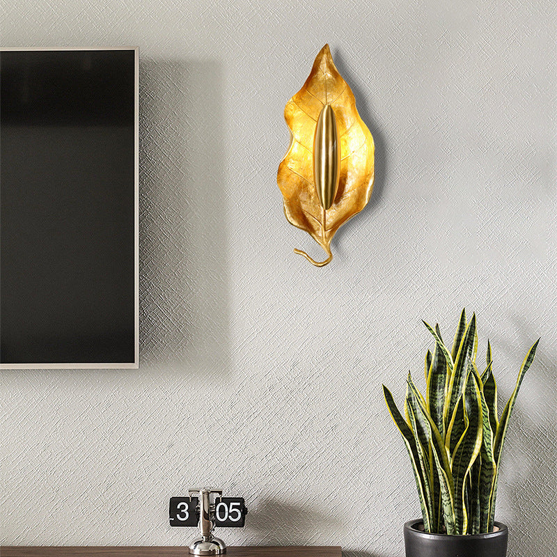 Luxury Full Copper Leaves Design 1-Light Wall Sconce Lamp