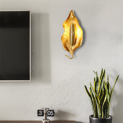 Luxury Full Copper Leaves Design 1-Light Wall Sconce Lamp