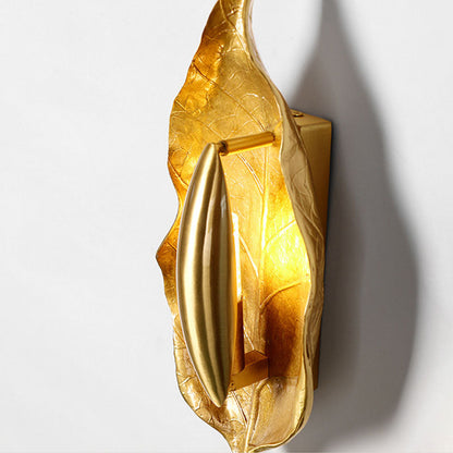 Luxury Full Copper Leaves Design 1-Light Wall Sconce Lamp