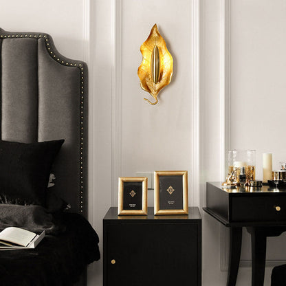 Luxury Full Copper Leaves Design 1-Light Wall Sconce Lamp