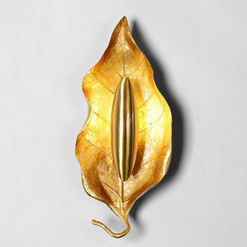 Luxury Full Copper Leaves Design 1-Light Wall Sconce Lamp