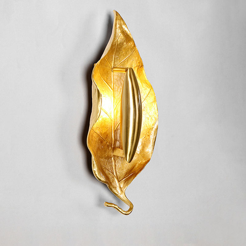 Luxury Full Copper Leaves Design 1-Light Wall Sconce Lamp