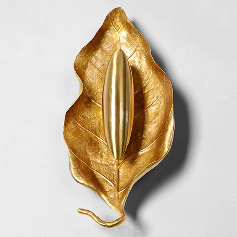 Luxury Full Copper Leaves Design 1-Light Wall Sconce Lamp