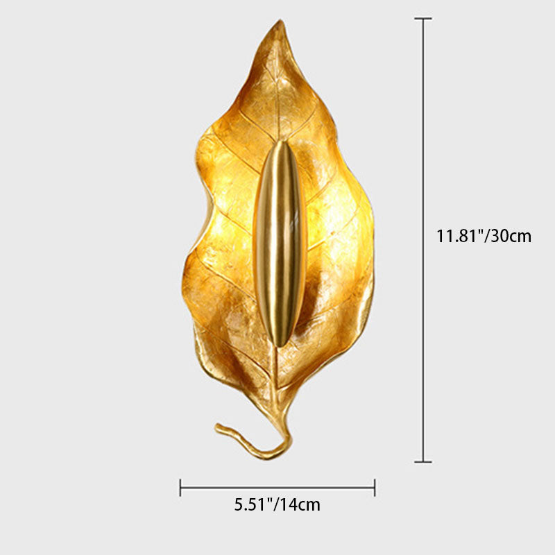 Luxury Full Copper Leaves Design 1-Light Wall Sconce Lamp