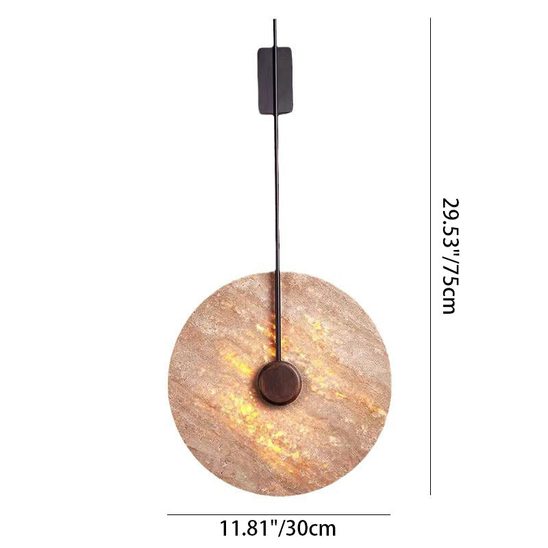 Japanese Circle Yellow Travertine Iron LED Wall Sconce Lamp