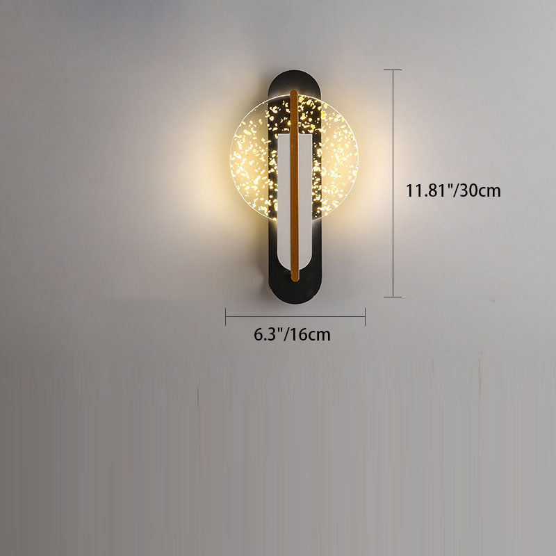 Luxury Gold Foil Texture Acrylic Round LED Wall Sconce Lamp