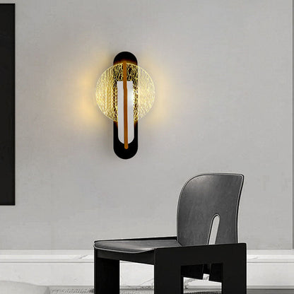 Luxury Gold Foil Texture Acrylic Round LED Wall Sconce Lamp