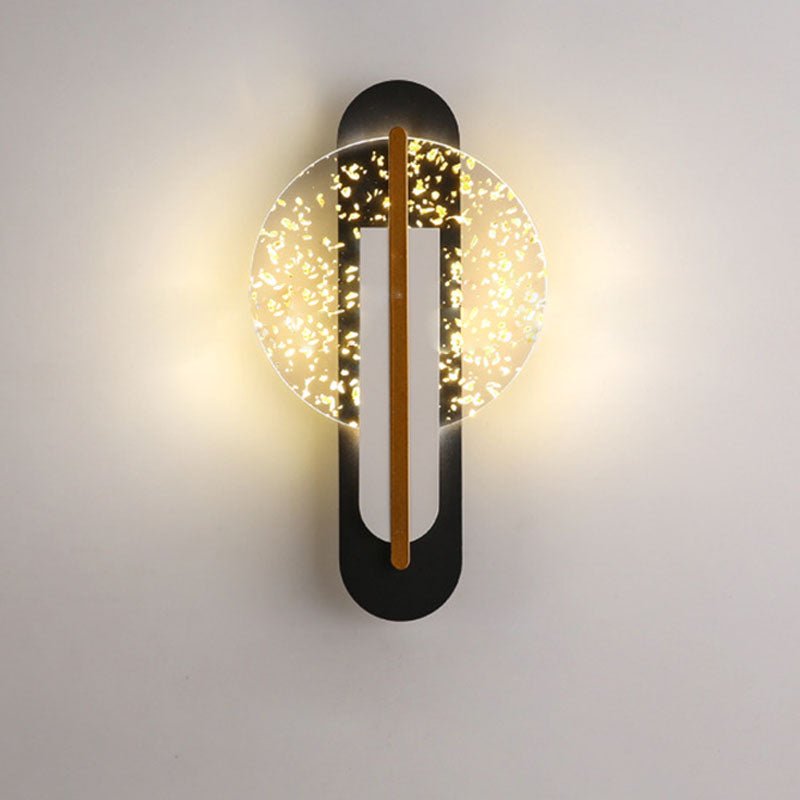 Luxury Gold Foil Texture Acrylic Round LED Wall Sconce Lamp