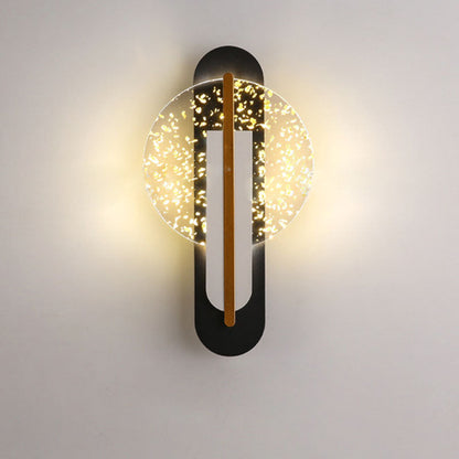 Luxury Gold Foil Texture Acrylic Round LED Wall Sconce Lamp