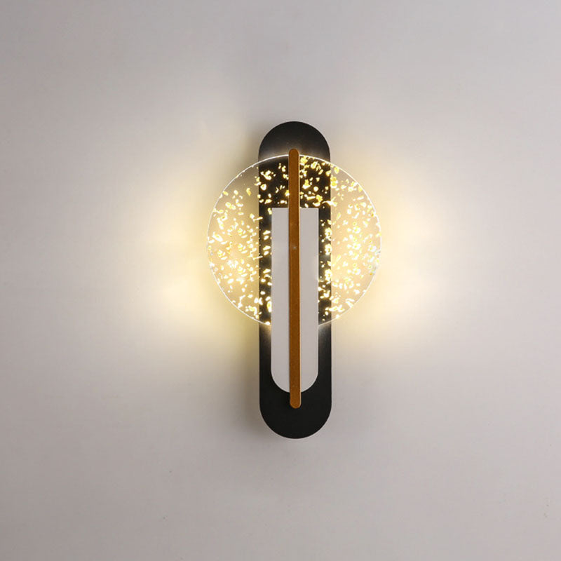 Luxury Gold Foil Texture Acrylic Round LED Wall Sconce Lamp