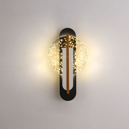 Luxury Gold Foil Texture Acrylic Round LED Wall Sconce Lamp