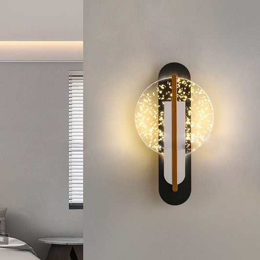 Luxury Gold Foil Texture Acrylic Round LED Wall Sconce Lamp