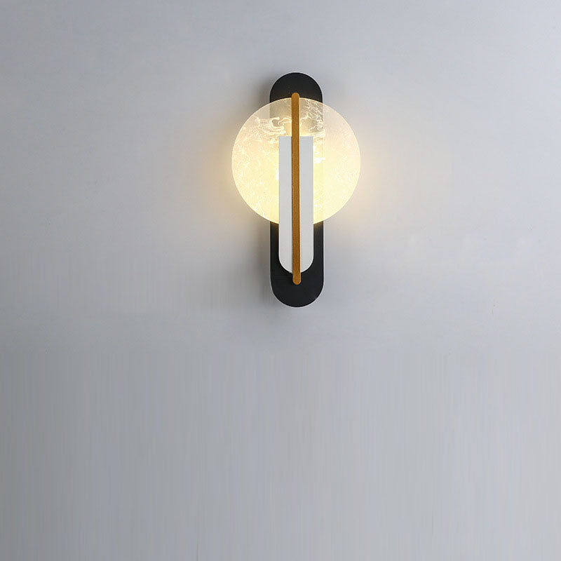 Luxury Gold Foil Texture Acrylic Round LED Wall Sconce Lamp