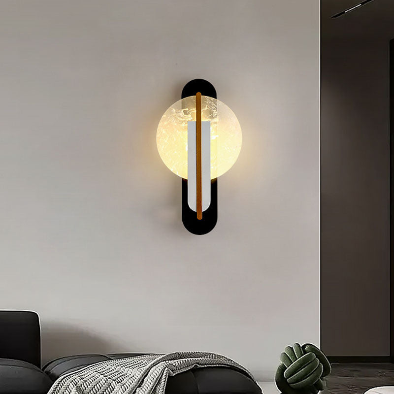 Luxury Gold Foil Texture Acrylic Round LED Wall Sconce Lamp