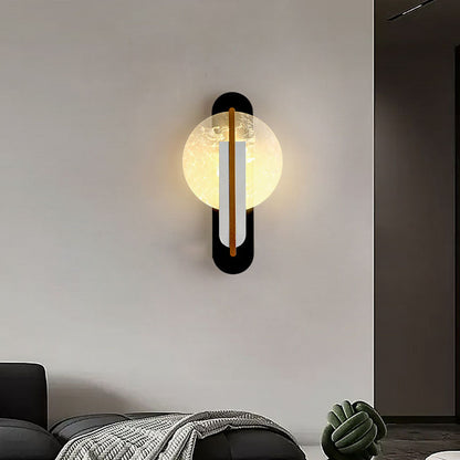 Luxury Gold Foil Texture Acrylic Round LED Wall Sconce Lamp