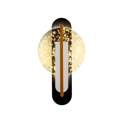 Luxury Gold Foil Texture Acrylic Round LED Wall Sconce Lamp