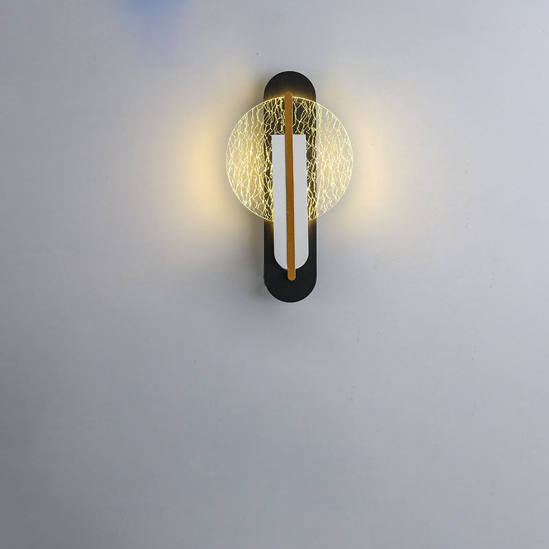 Luxury Gold Foil Texture Acrylic Round LED Wall Sconce Lamp