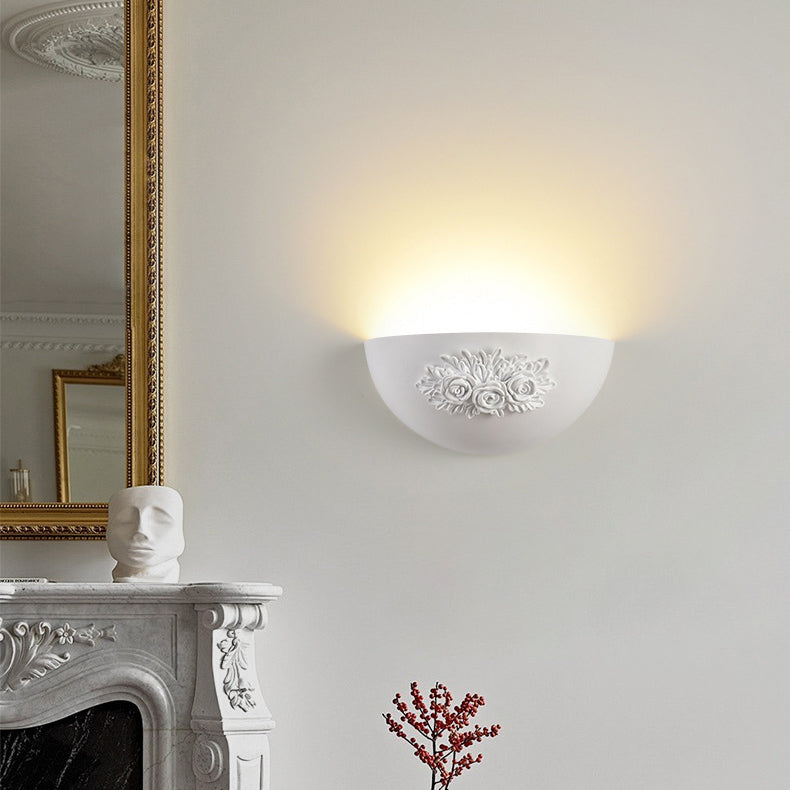 French Carved Resin Hardware 1-Light Wall Sconce Lamp
