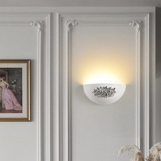 French Carved Resin Hardware 1-Light Wall Sconce Lamp