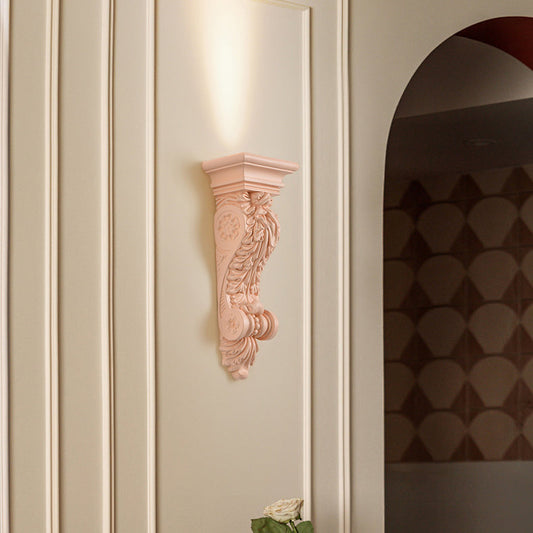 French Carving Plaster Column LED Wall Sconce Lamp