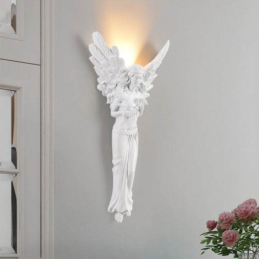 Traditional French Angel Resin Design LED Wall Sconce Lamp
