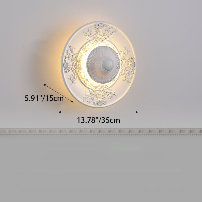 Stainless Steel Resin Carved Disc LED Wall Sconce Lamp