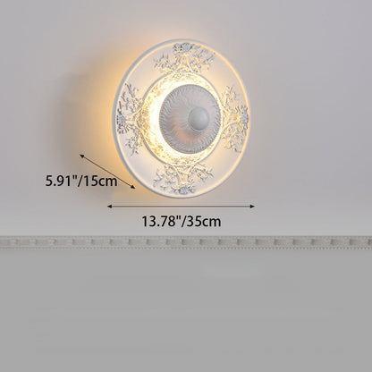 Stainless Steel Resin Carved Disc LED Wall Sconce Lamp
