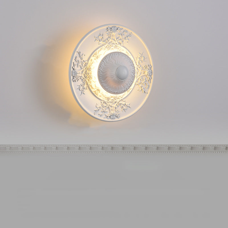 Stainless Steel Resin Carved Disc LED Wall Sconce Lamp
