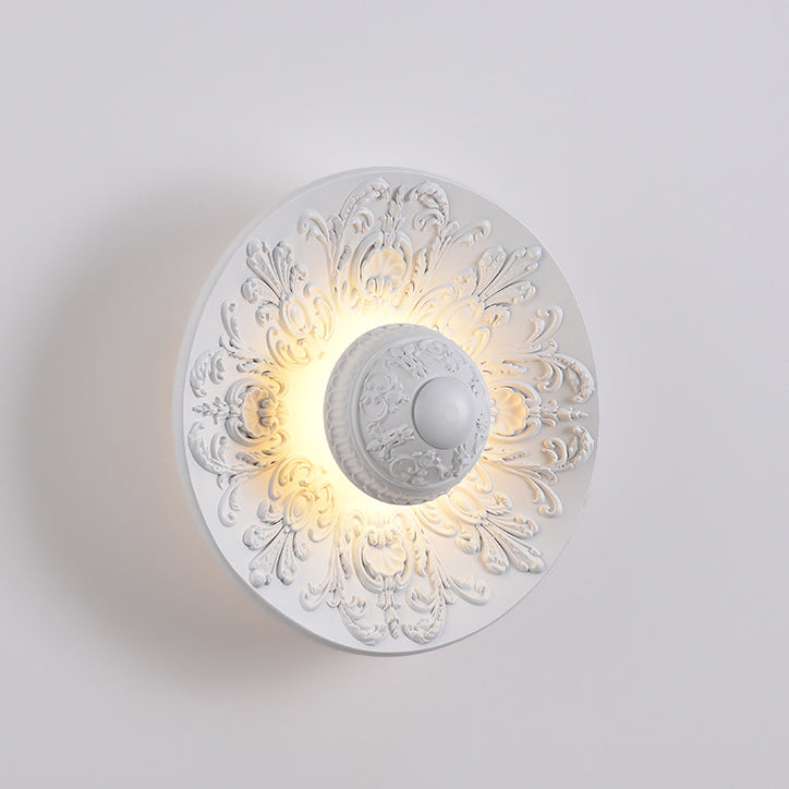 Stainless Steel Resin Carved Disc LED Wall Sconce Lamp
