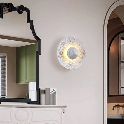 Stainless Steel Resin Carved Disc LED Wall Sconce Lamp