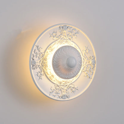 Stainless Steel Resin Carved Disc LED Wall Sconce Lamp