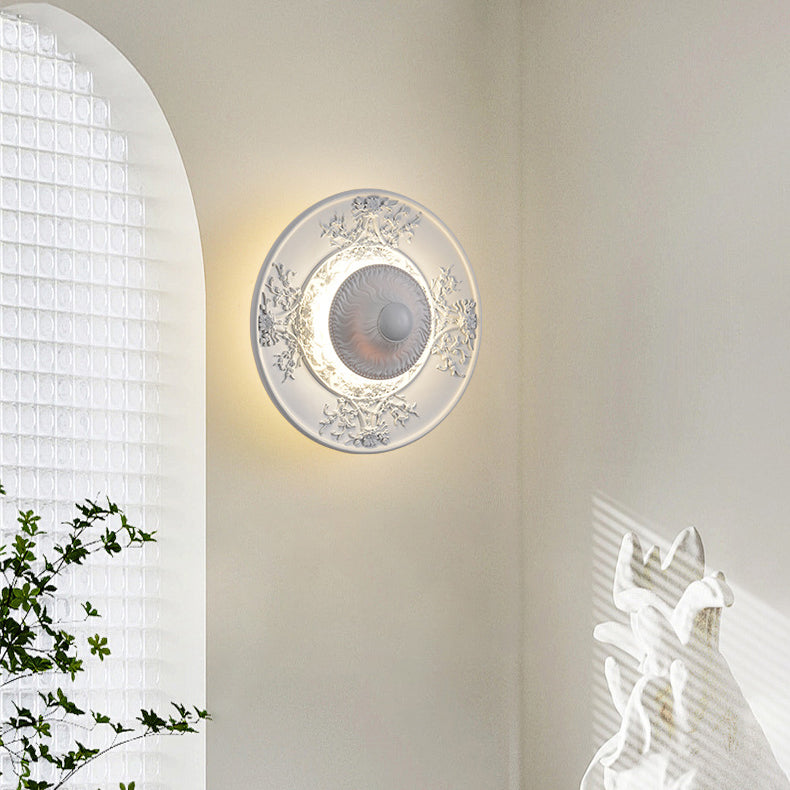 Stainless Steel Resin Carved Disc LED Wall Sconce Lamp